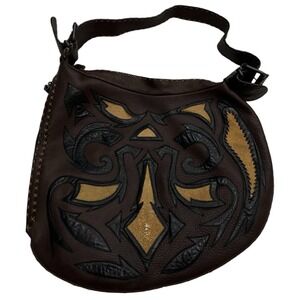 Fendi Stingray Exotic Leather Inlay Oyster Whipstitch Shoulder Runway Purse Bag